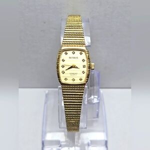 Benrus Diamond Gold Tone Sliding Clasp Quartz Watch New Battery
